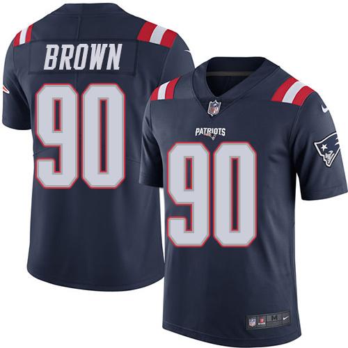 Nike Patriots #90 Malcom Brown Navy Blue Men's Stitched NFL Limited Rush Jersey - Click Image to Close